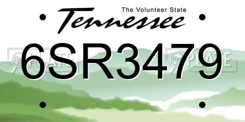 6SR3479 Tennessee License Plate
