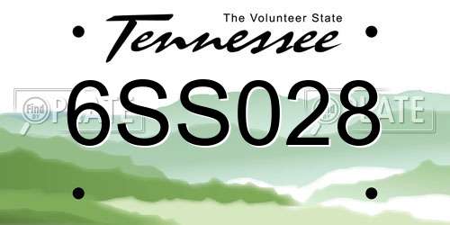 6SS028 Tennessee License Plate