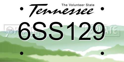 6SS129 Tennessee License Plate
