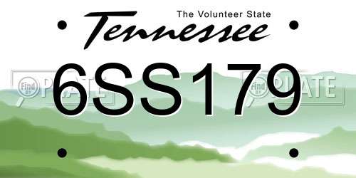 6SS179 Tennessee License Plate