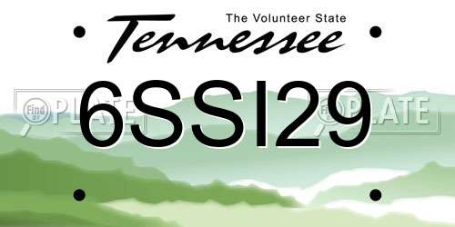 6SSI29 Tennessee License Plate