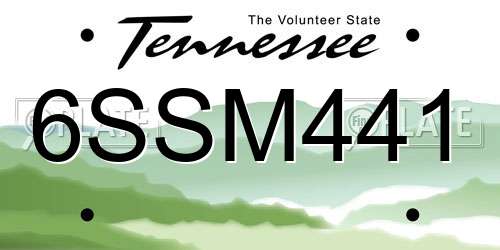 6SSM441 Tennessee License Plate