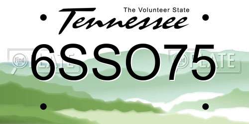 6SSO75 Tennessee License Plate