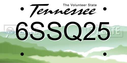 6SSQ25 Tennessee License Plate