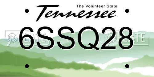 6SSQ28 Tennessee License Plate