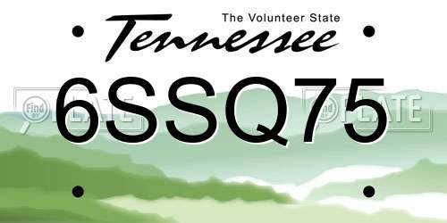 6SSQ75 Tennessee License Plate