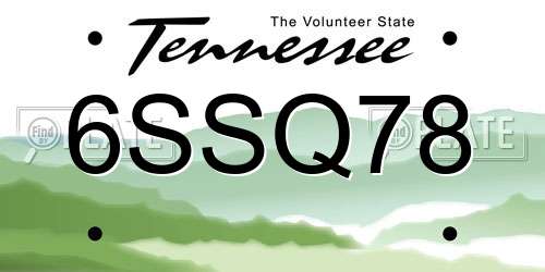 6SSQ78 Tennessee License Plate