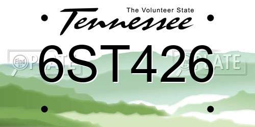 6ST426 Tennessee License Plate