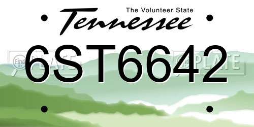 6ST6642 Tennessee License Plate