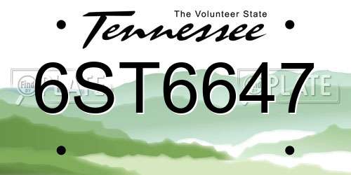 6ST6647 Tennessee License Plate