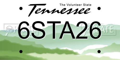 6STA26 Tennessee License Plate