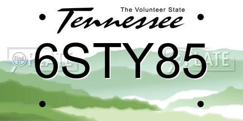 6STY85 Tennessee License Plate