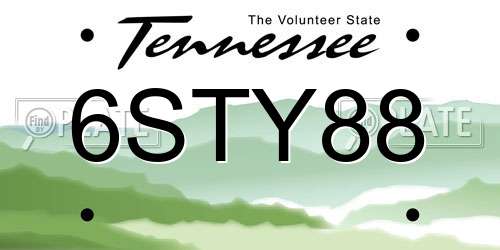 6STY88 Tennessee License Plate