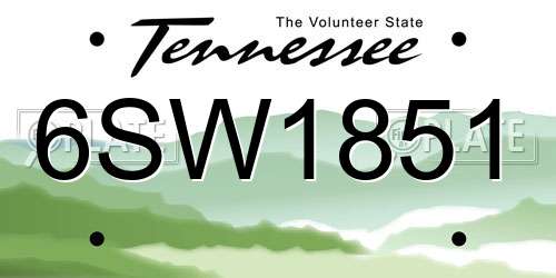 6SW1851 Tennessee License Plate