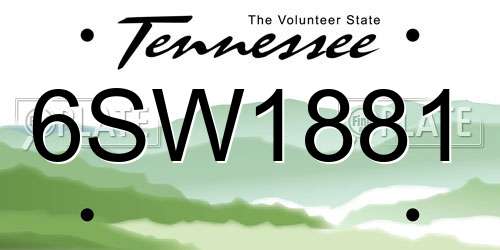 6SW1881 Tennessee License Plate