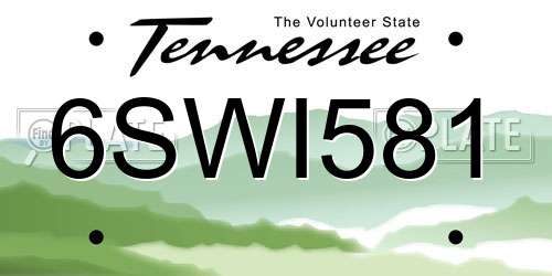 6SWI581 Tennessee License Plate