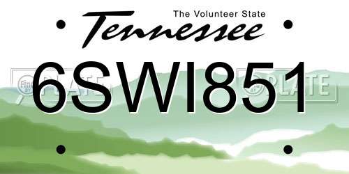 6SWI851 Tennessee License Plate