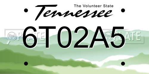6T02A5 Tennessee License Plate