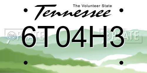 6T04H3 Tennessee License Plate