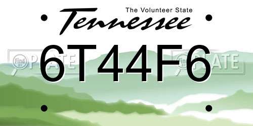 6T44F6 Tennessee License Plate