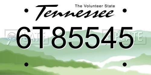 6T85545 Tennessee License Plate