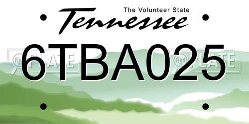 6TBA025 Tennessee License Plate