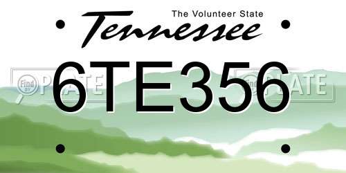 6TE356 Tennessee License Plate