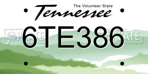 6TE386 Tennessee License Plate