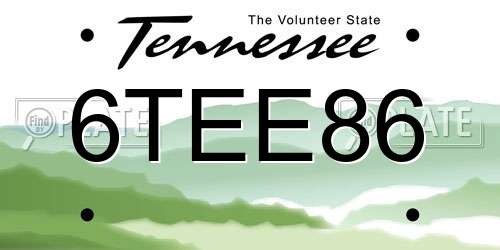 6TEE86 Tennessee License Plate