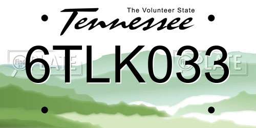 6TLK033 Tennessee License Plate