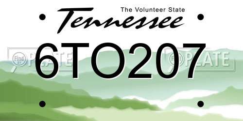 6TO207 Tennessee License Plate