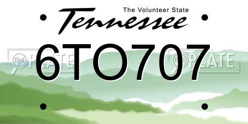 6TO707 Tennessee License Plate