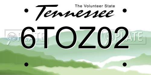 6TOZ02 Tennessee License Plate