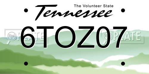 6TOZ07 Tennessee License Plate