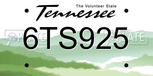6TS925 Tennessee License Plate