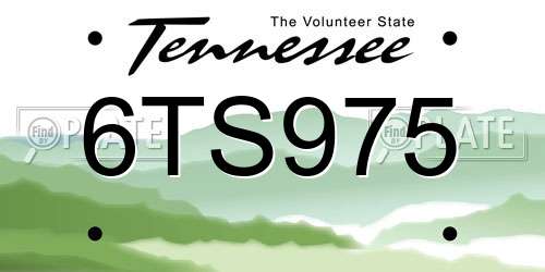 6TS975 Tennessee License Plate