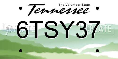 6TSY37 Tennessee License Plate