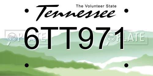 6TT971 Tennessee License Plate