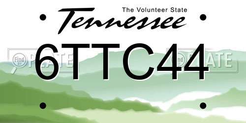 6TTC44 Tennessee License Plate