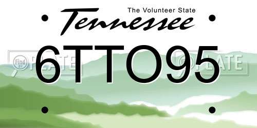 6TTO95 Tennessee License Plate