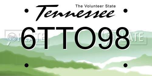 6TTO98 Tennessee License Plate