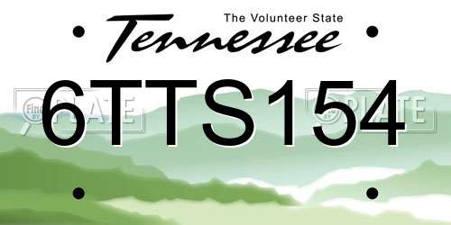6TTS154 Tennessee License Plate