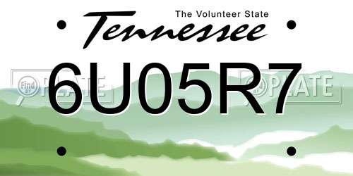 6U05R7 Tennessee License Plate