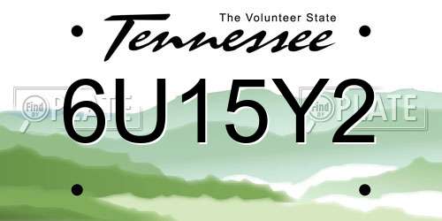 6U15Y2 Tennessee License Plate
