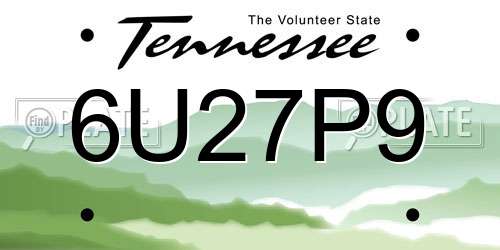 6U27P9 Tennessee License Plate