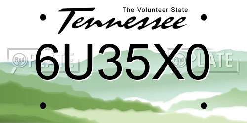 6U35X0 Tennessee License Plate