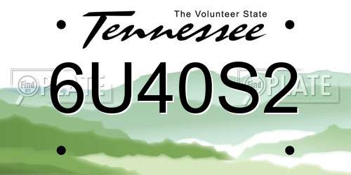 6U40S2 Tennessee License Plate