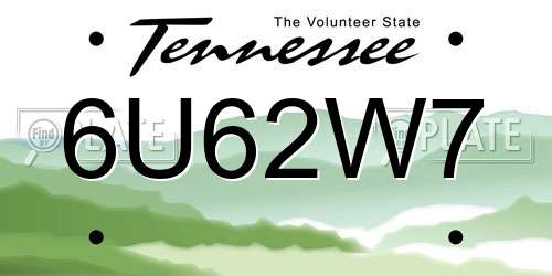 6U62W7 Tennessee License Plate
