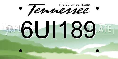 6UI189 Tennessee License Plate