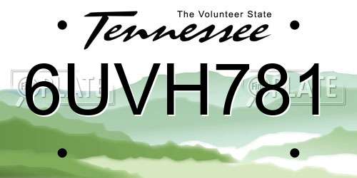 6UVH781 Tennessee License Plate